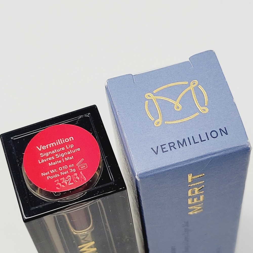 Vermillion Merit Signature Lip Lightweight Matte Lipstick Warm Red Brand New Box - Picture 5 of 5